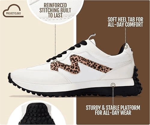 Project Cloud Women's Lace-Up Fashion Sneakers (Leopard, Size 6.5) for $33.90 image 4