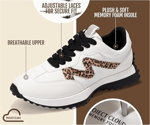 Project Cloud Women's Lace-Up Fashion Sneakers (Leopard, Size 6.5) for $33.90 image 3