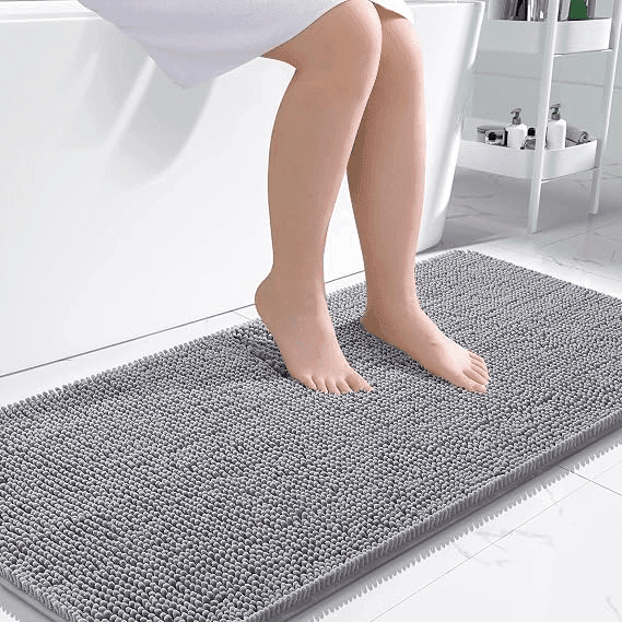 OLANLY 47 x 24-Inch Chenille Bathroom Runner Rug - Grey