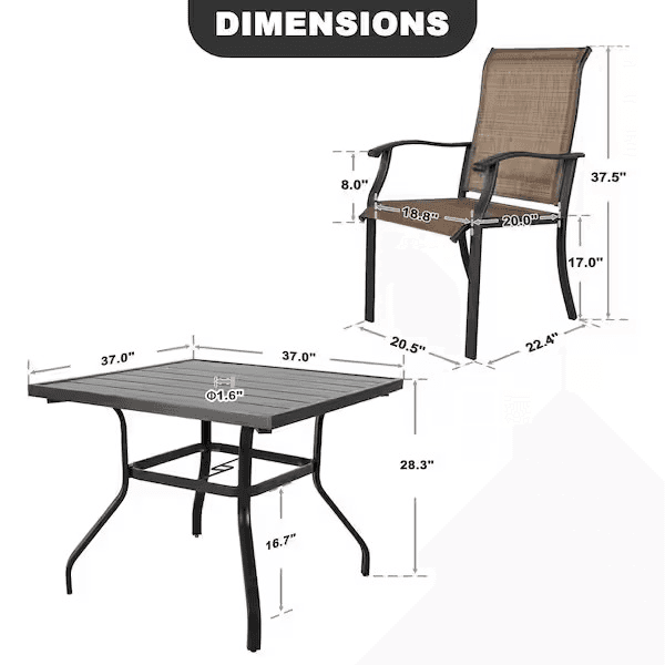 Nuu Garden 5-Piece Patio Dining Set with 4 Chairs image 4