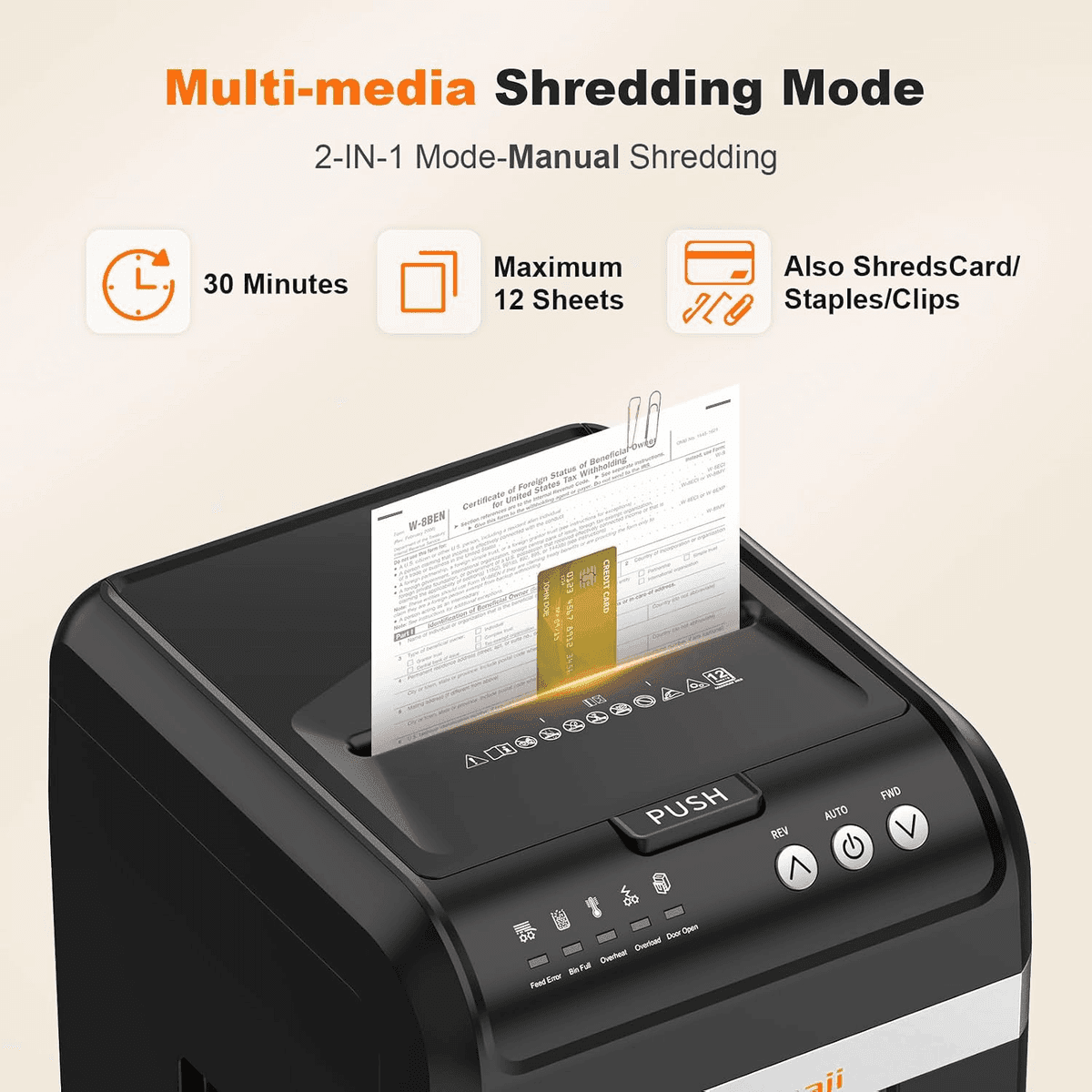 Bonsaii 200-Sheet Auto-Feed Micro-Cut Paper Shredder C283-A image 3