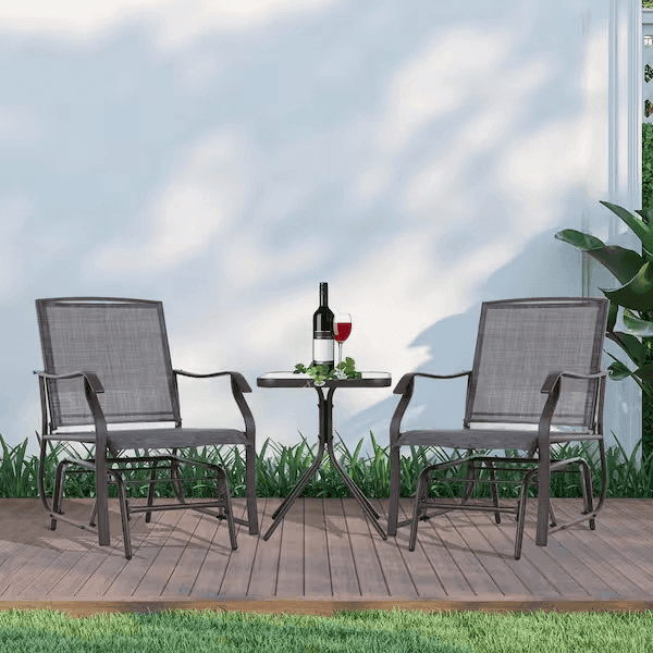 Outsunny 3-Piece Metal Patio Conversation Set with Glider Chairs and Table image 3