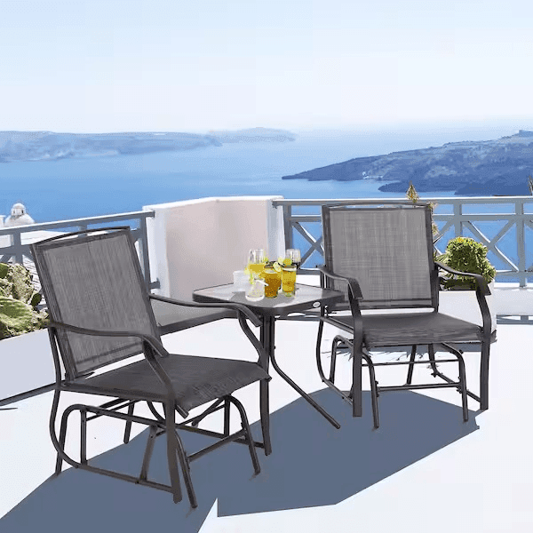 Outsunny 3-Piece Metal Patio Conversation Set with Glider Chairs and Table image 2