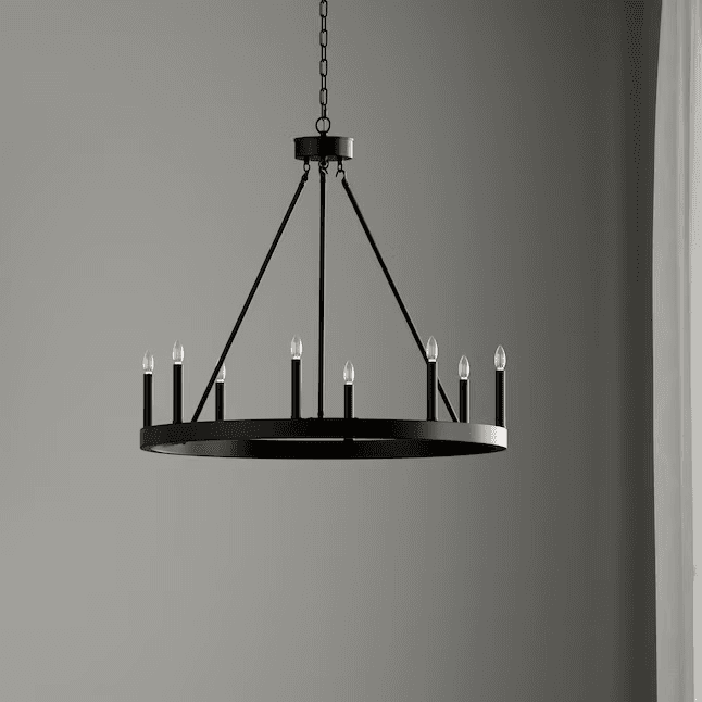 allen + roth Dalton 8-Light Matte Black Outdoor Chandelier image 2