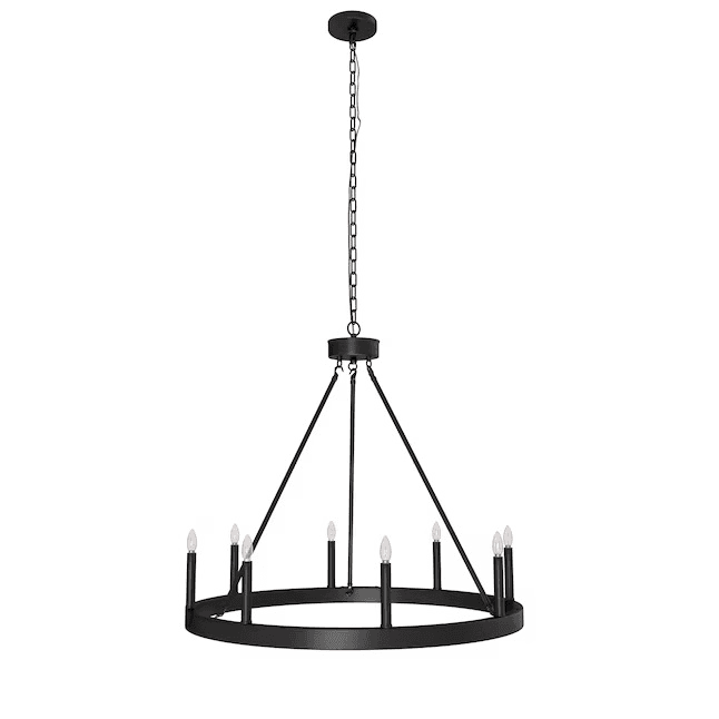 allen + roth Dalton 8-Light Matte Black Outdoor Chandelier