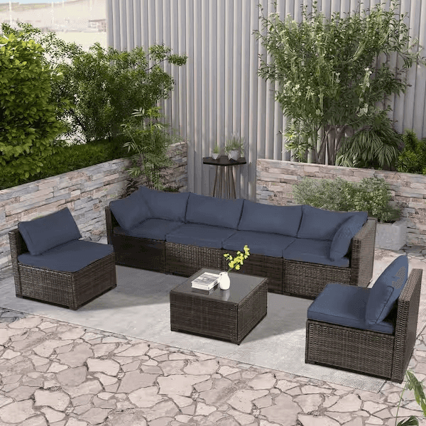 JUSKYS 7-Piece Wicker Patio Conversation Set image 2
