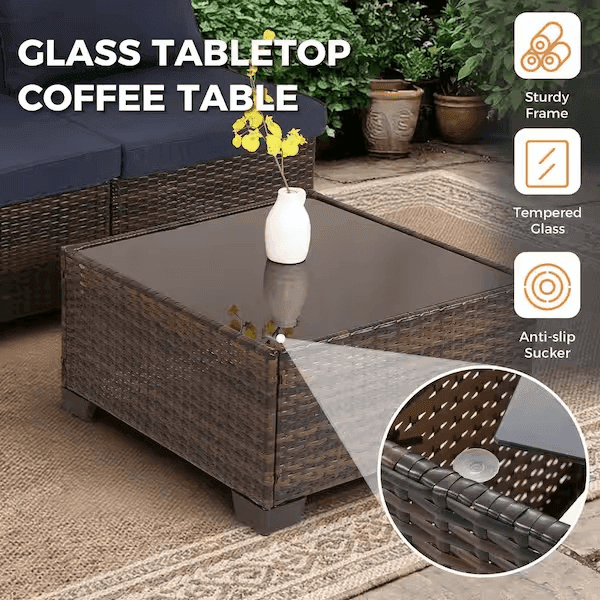 JUSKYS 7-Piece Wicker Patio Conversation Set image 3