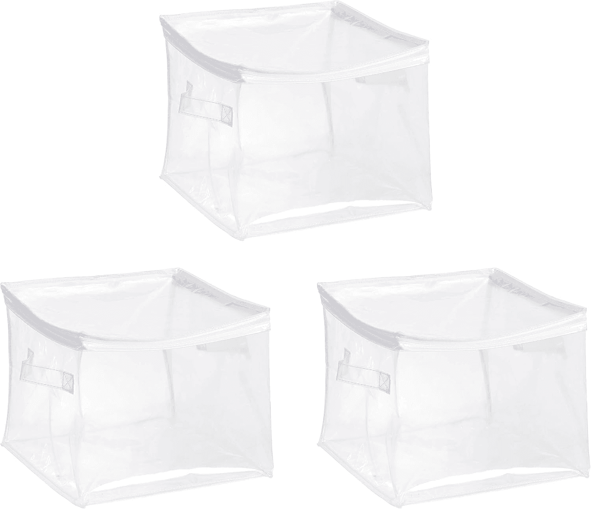 Amazon Basics Clear Zippered Closet Storage Bags, 3-Pack