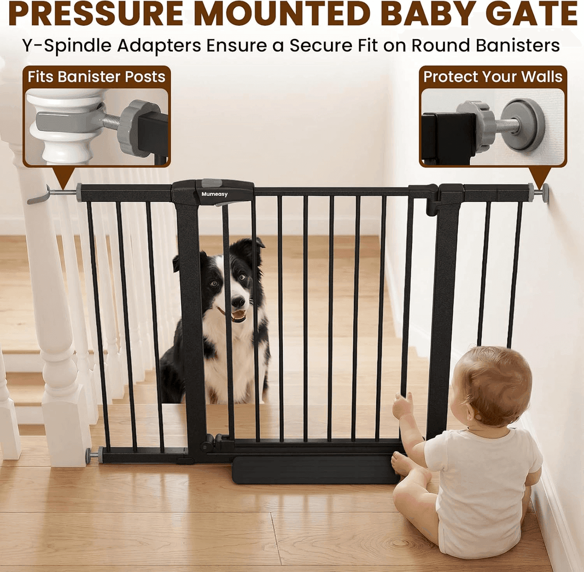 Mumeasy 29.7-46-Inch Auto-Close Baby Gate (Black) for $63.74 image 3