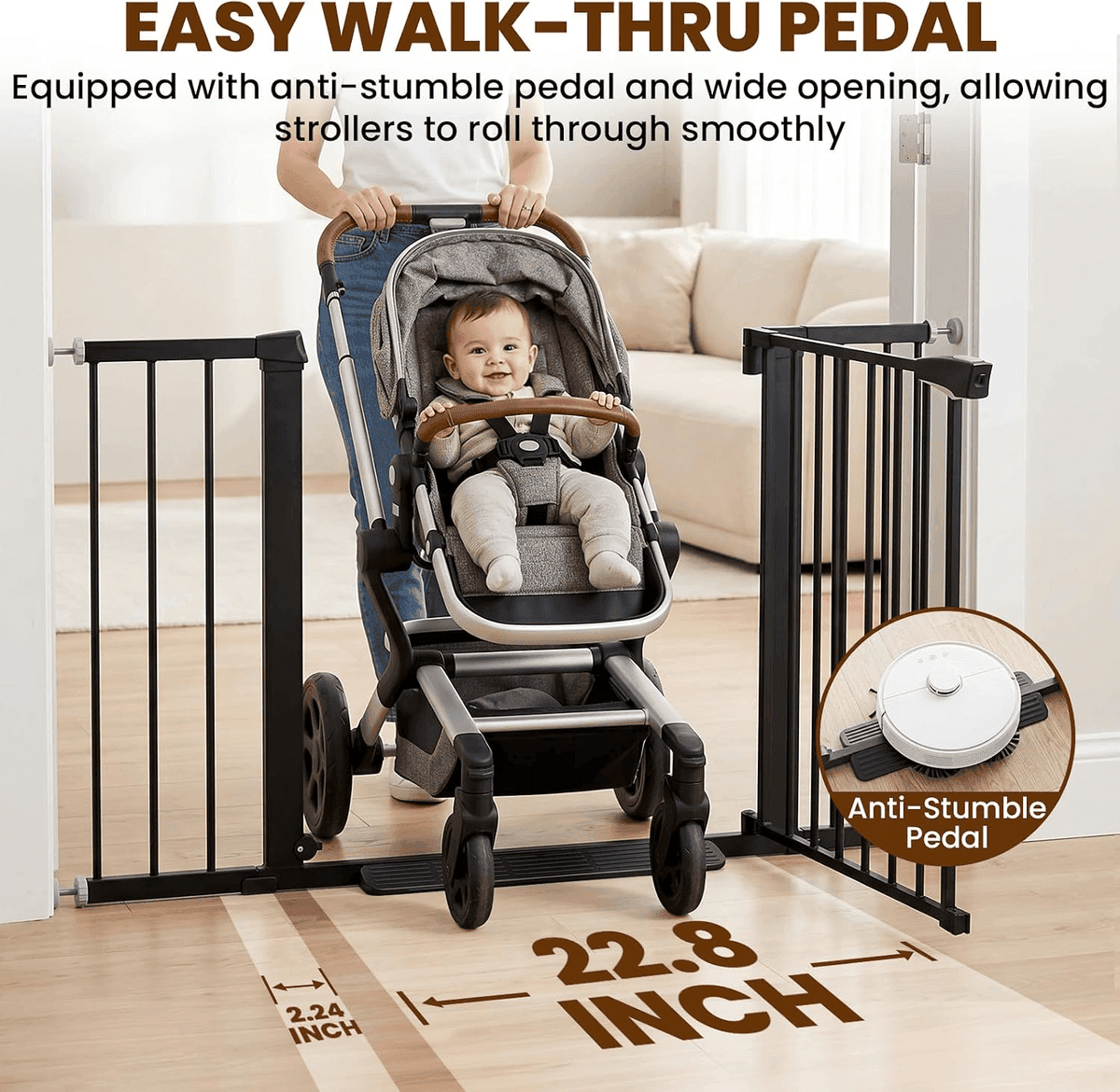 Mumeasy 29.7-46-Inch Auto-Close Baby Gate (Black) for $63.74 image 4
