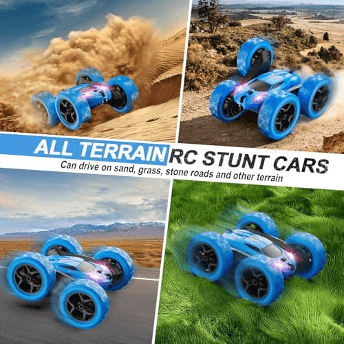 QUNREDA 4WD RC Stunt Car with LED Lights (Blue) image 5