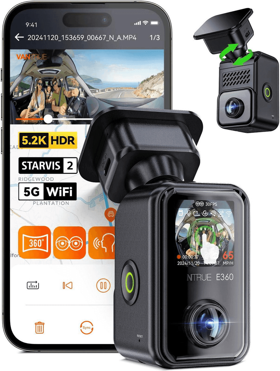 Vantrue E360 5.2K Panoramic Dash Cam