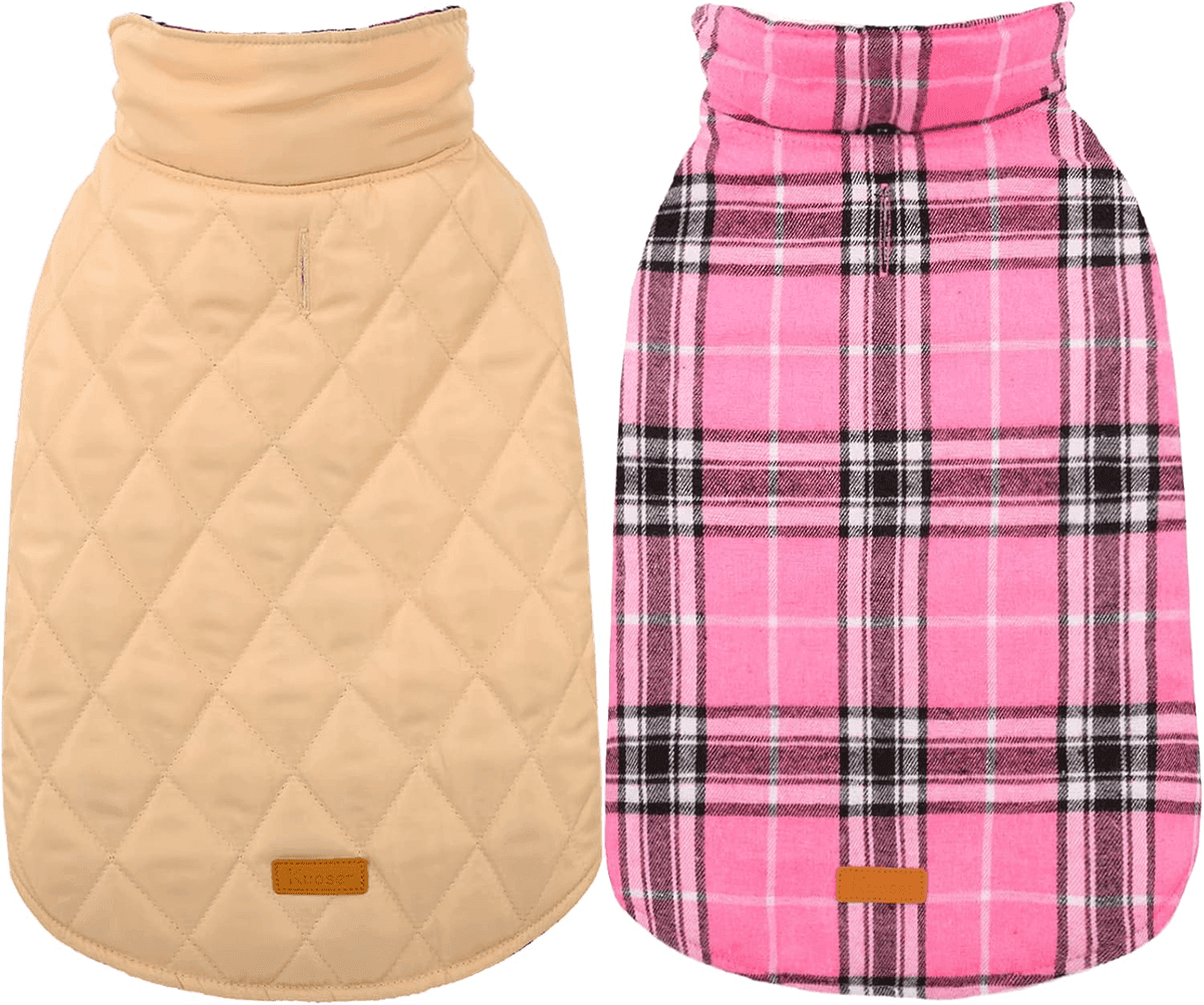 Kuoser Reversible Waterproof Dog Coat - Pink, Medium