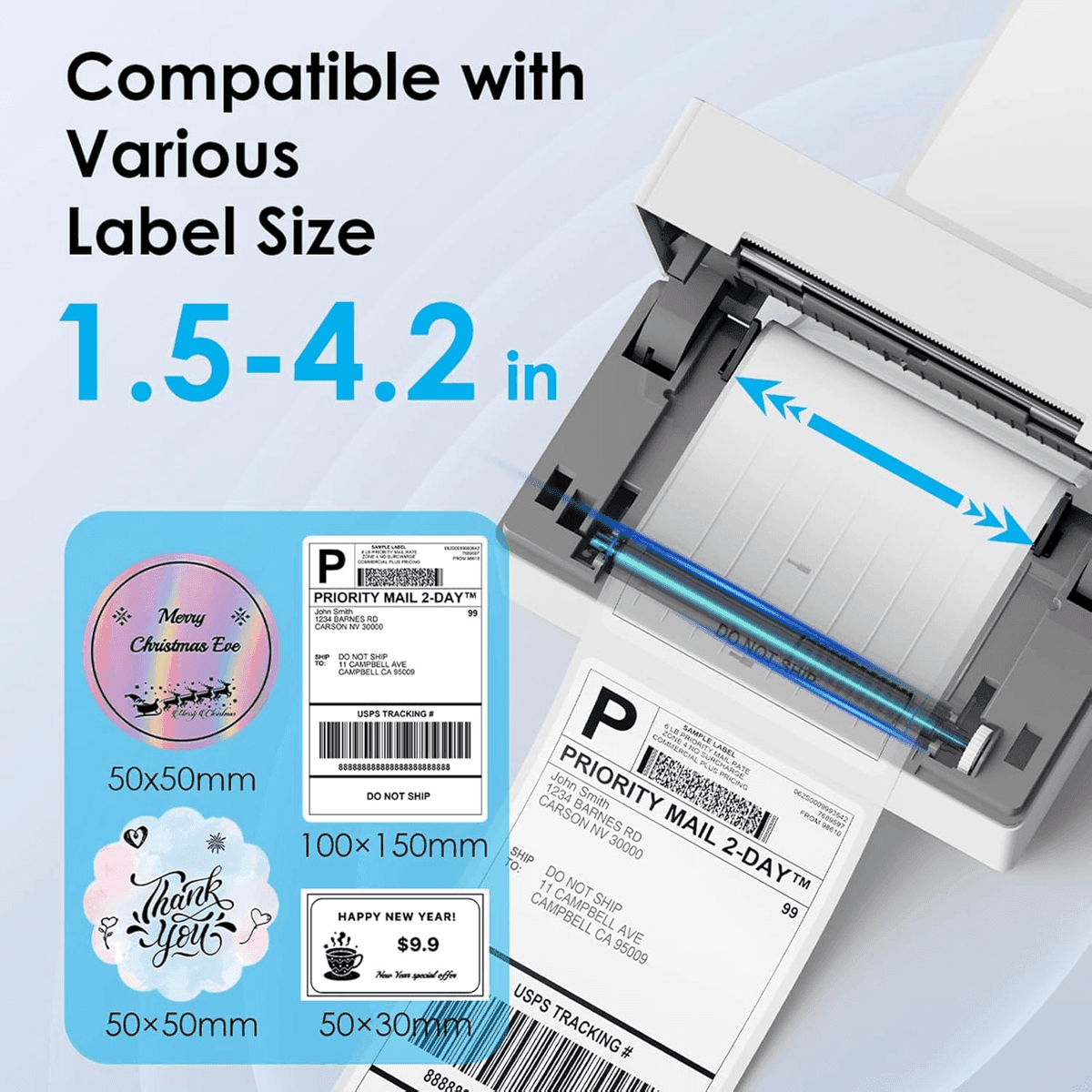 KNAON Bluetooth 4x6 Thermal Shipping Label Printer - White image 2