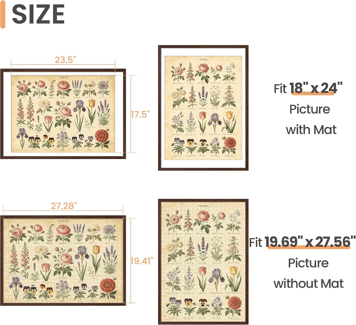 upsimples 19.7x27.6 Puzzle Frame - Brown image 2