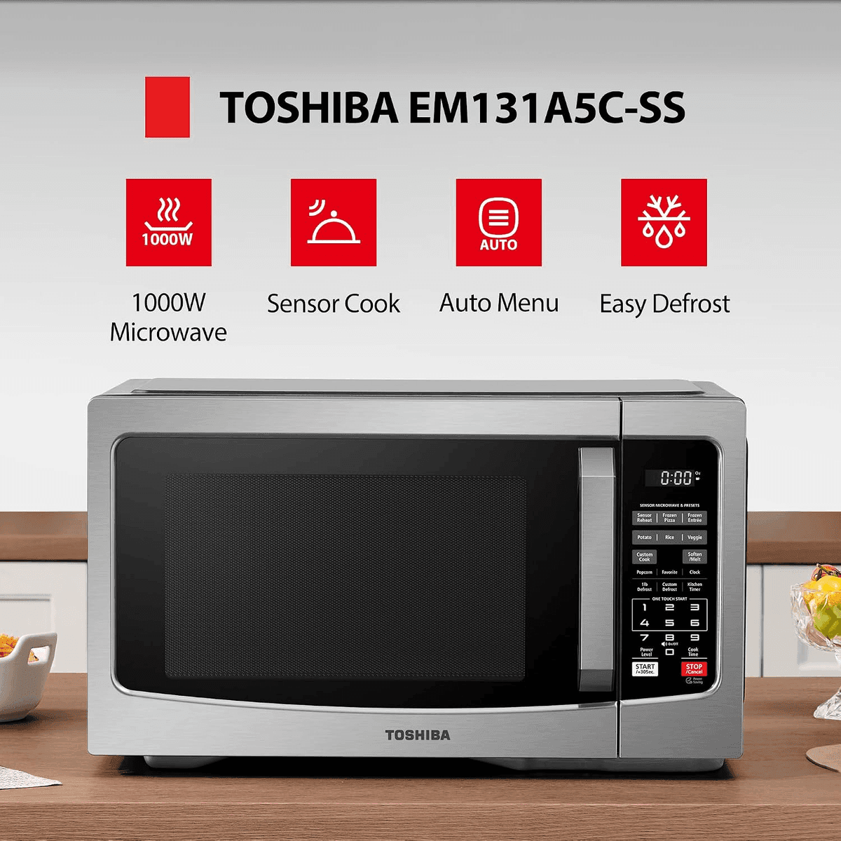 Toshiba EM131A5C-SS 1.2 Cu. Ft. 1000W Countertop Microwave image 2
