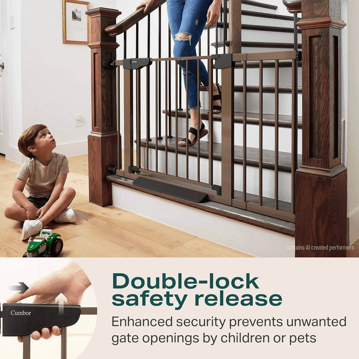 Cumbor 30-46 Inch Baby and Pet Gates, 2-Pack, Brown image 4