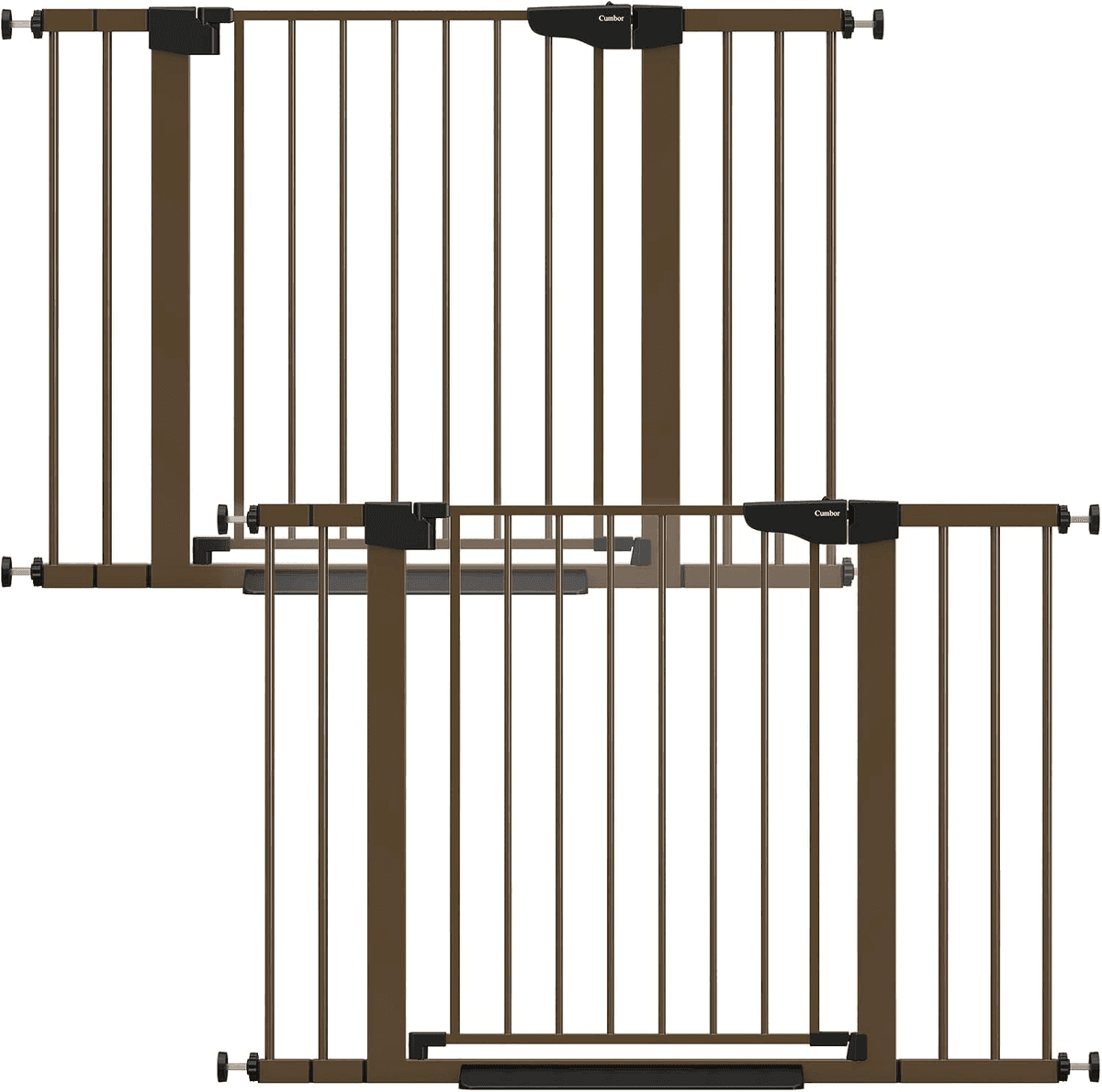 Cumbor 30-46 Inch Baby and Pet Gates, 2-Pack, Brown