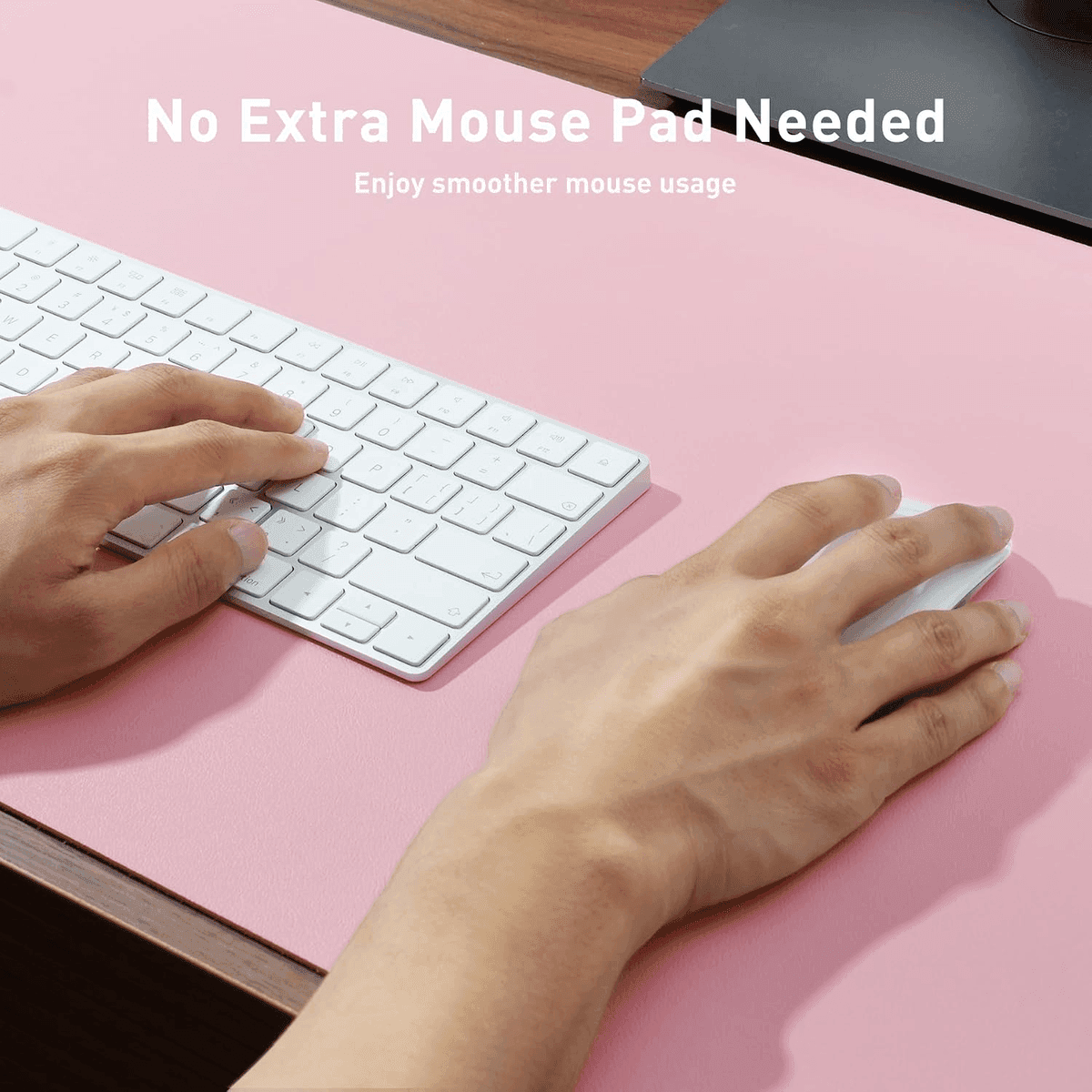 Aothia 31.5 x 15.7 Inch PU Leather Desk Pad, Fairy Pink image 4