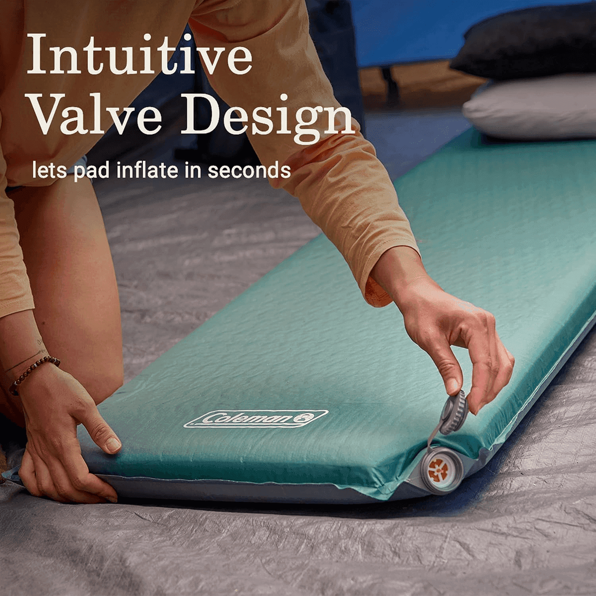Coleman Silver Springs Self-Inflating Camping Sleep Pad - Green/Gray image 3