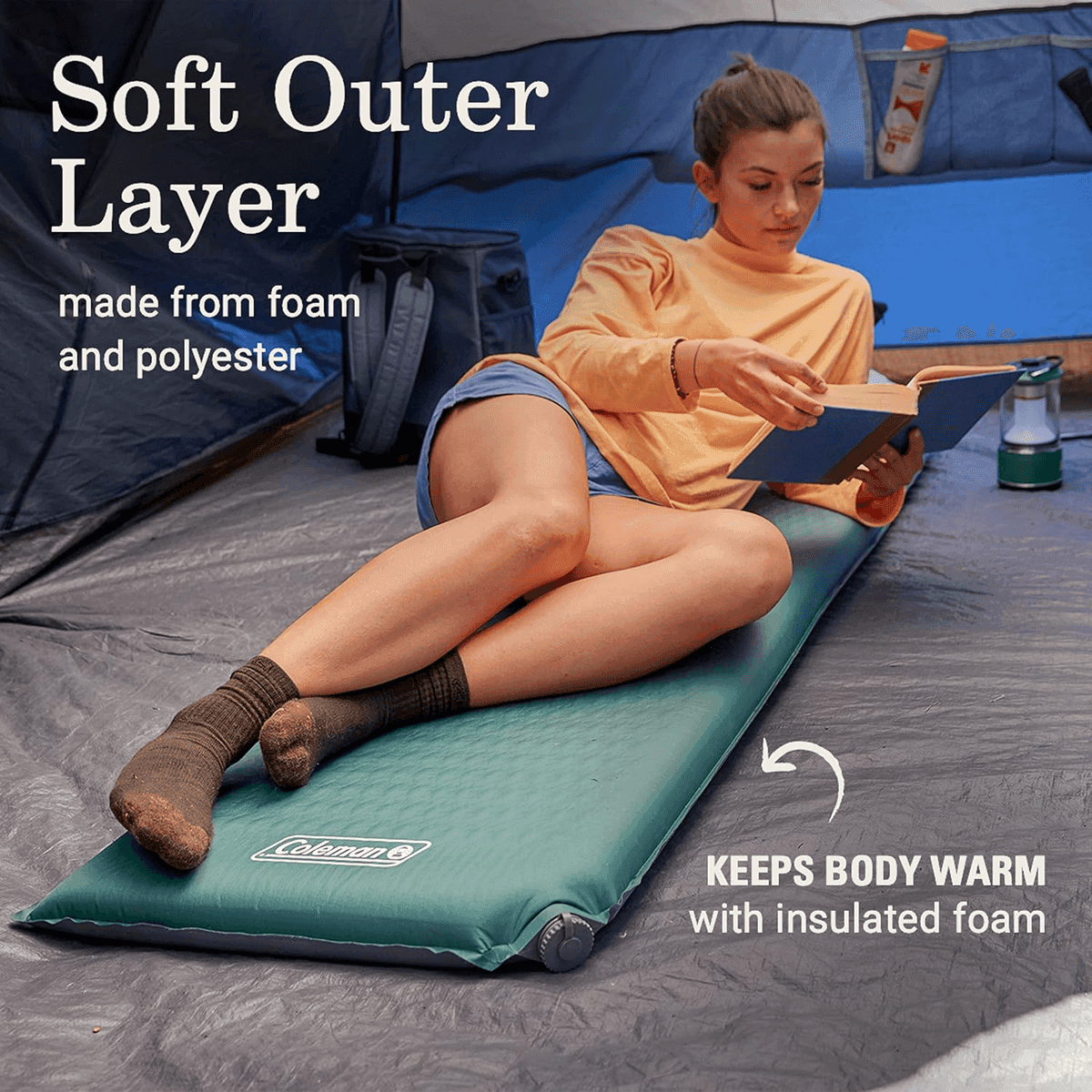 Coleman Silver Springs Self-Inflating Camping Sleep Pad - Green/Gray image 2