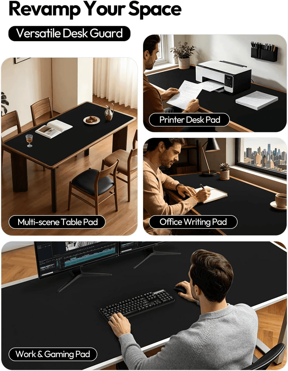 YSAGi 47.2 x 23.6-Inch PU Leather Desk Pad, Black image 2