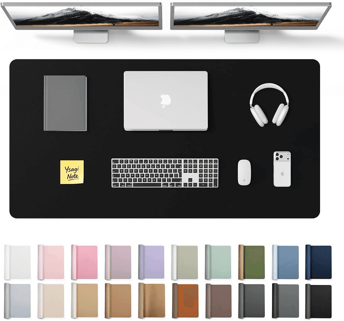 YSAGi 47.2 x 23.6-Inch PU Leather Desk Pad, Black