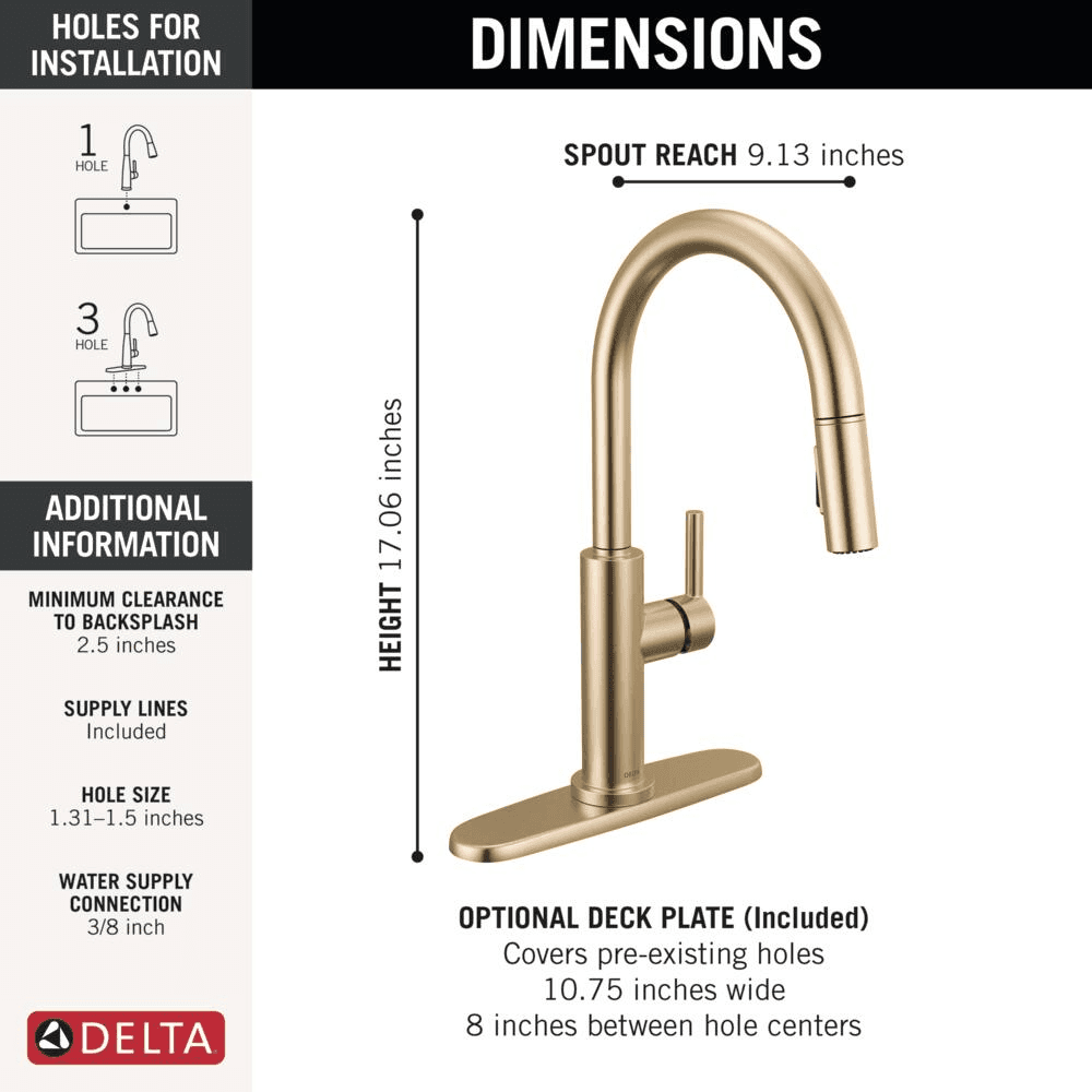 Delta Nicoli Pull-Down Kitchen Faucet in Champagne Bronze image 2