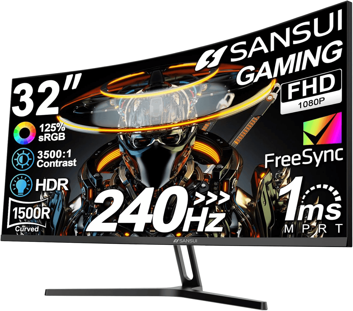 SANSUI 32-Inch 240Hz Curved FHD Gaming Monitor