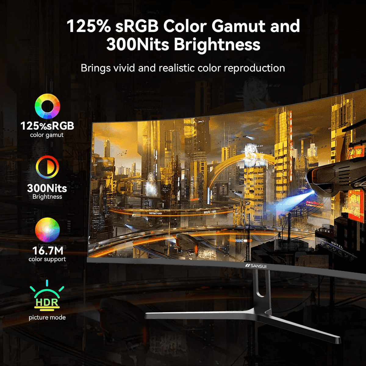 SANSUI 32-Inch 240Hz Curved FHD Gaming Monitor image 5