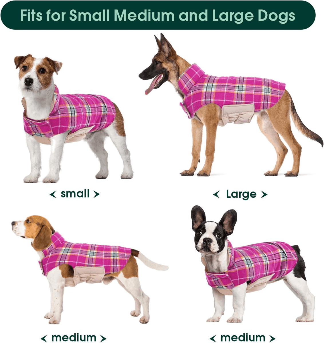 Kuoser Reversible Waterproof Dog Coat - Rose, Large image 5