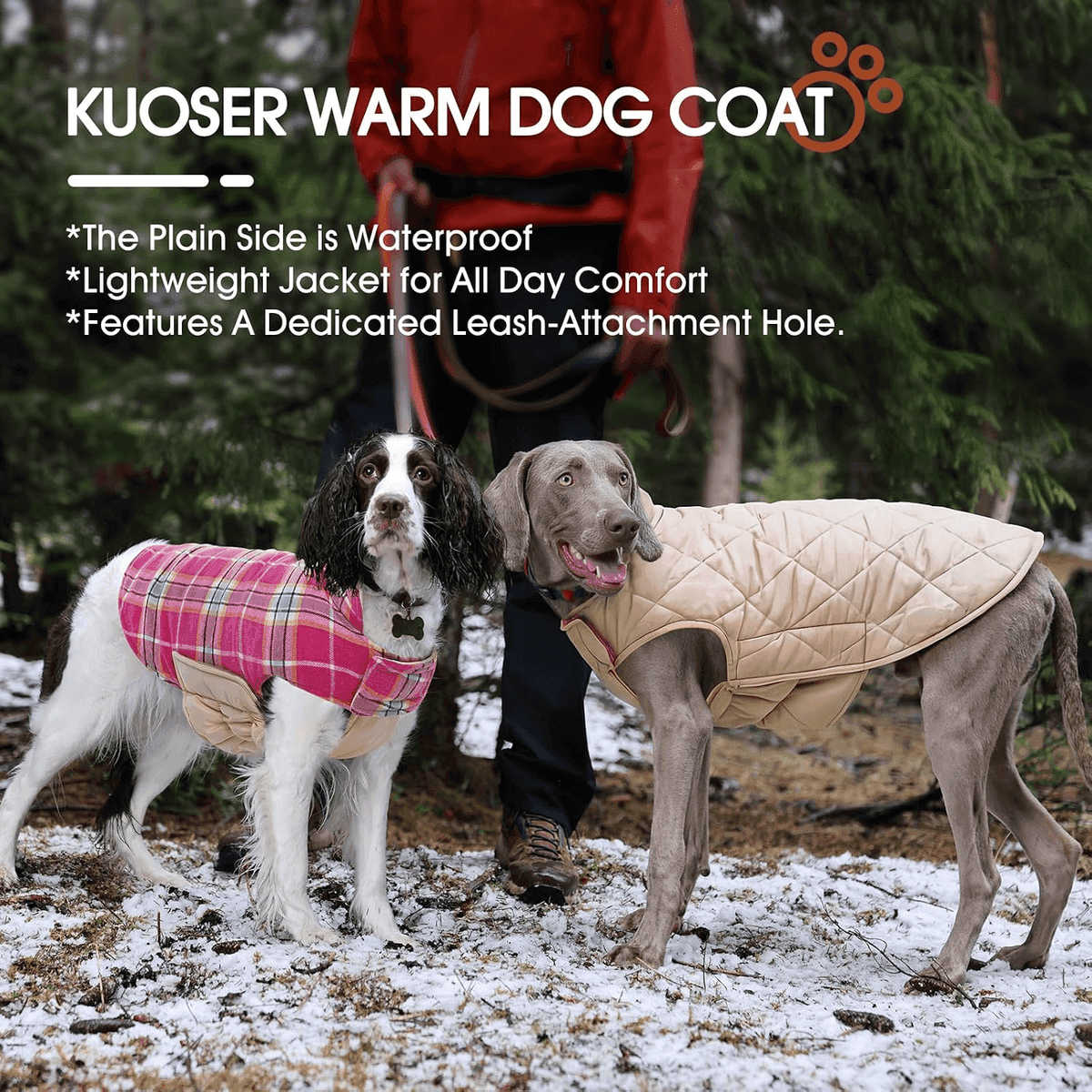 Kuoser Reversible Waterproof Dog Coat - Rose, Large image 4