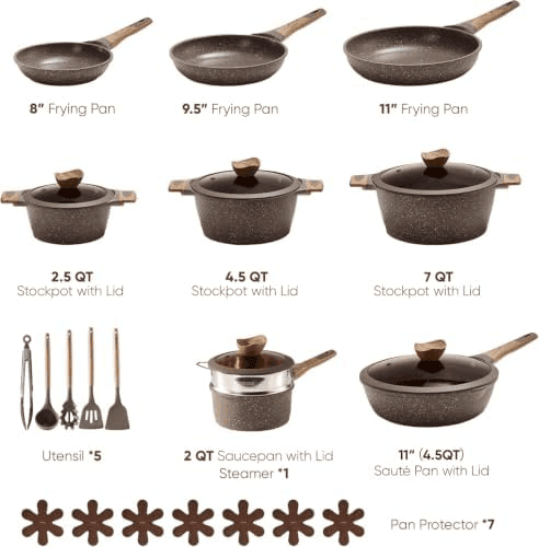 CAROTE 26-Piece Nonstick Cookware Set - Brown image 2