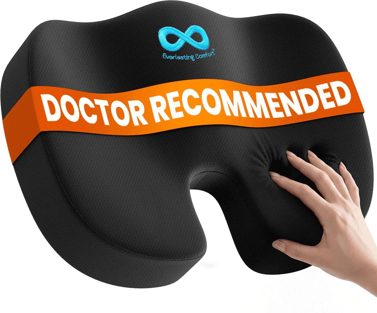 Everlasting Comfort Memory Foam Seat Cushion - Black, Large