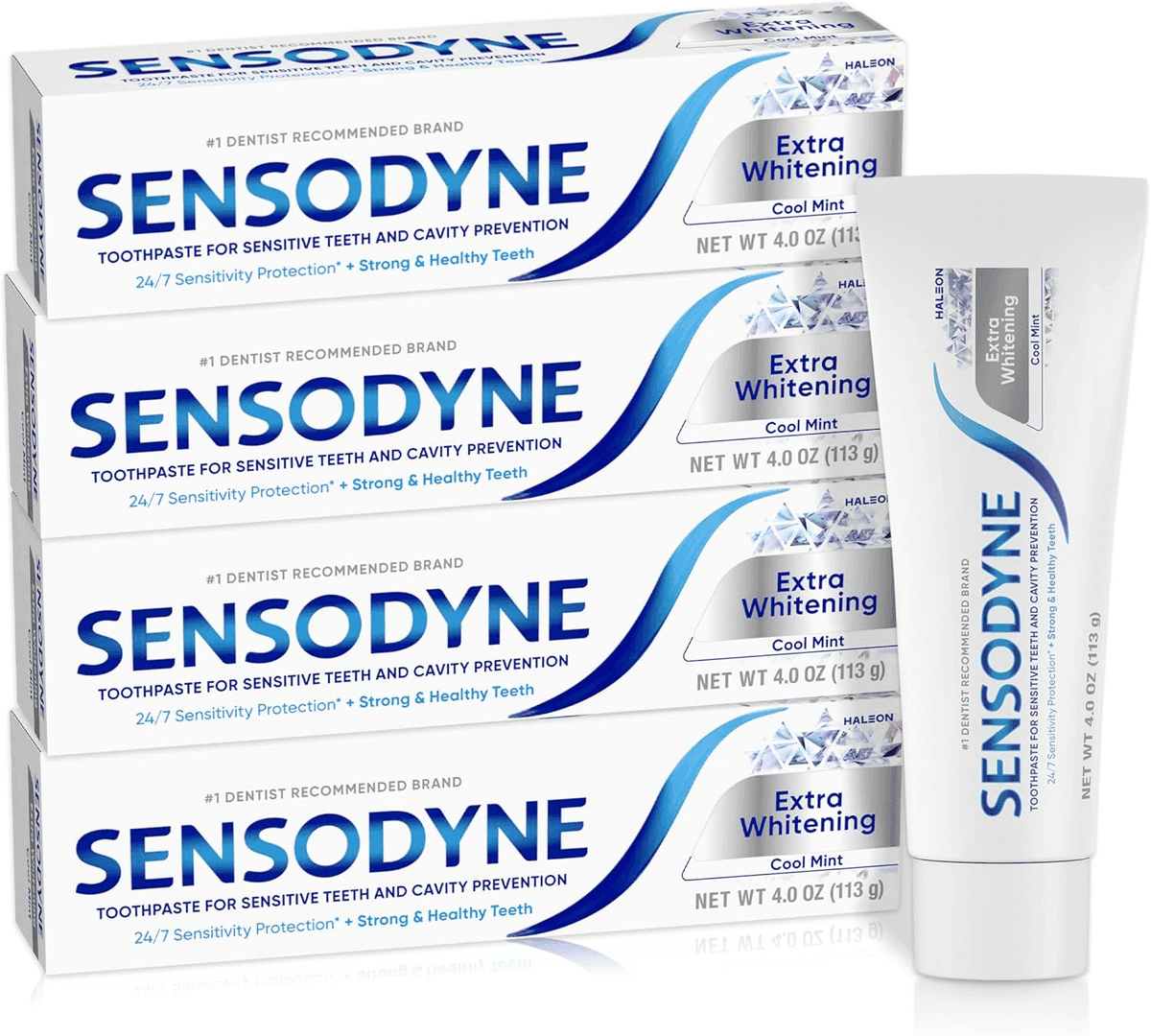 Sensodyne Extra Whitening Cool Mint Toothpaste, 4 oz, 4-Pack