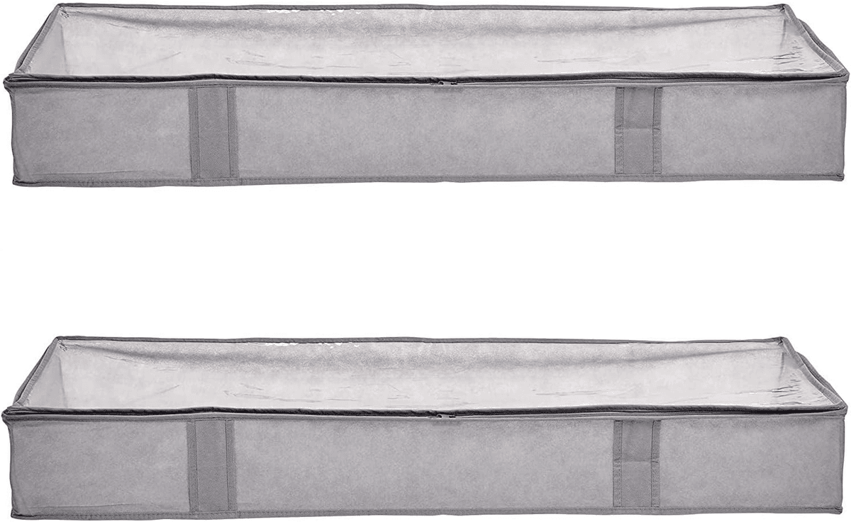 Amazon Basics Under-Bed Storage Bags - Gray, 2-Pack