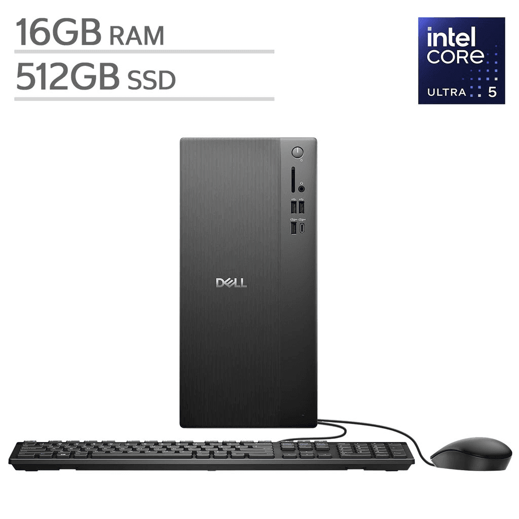 Dell Tower Desktop - Core Ultra 5 225, 16GB RAM, 512GB SSD