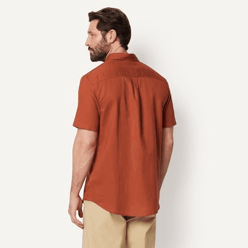 Amazon Essentials Men's Linen Shirt - Brick Red, Large image 2
