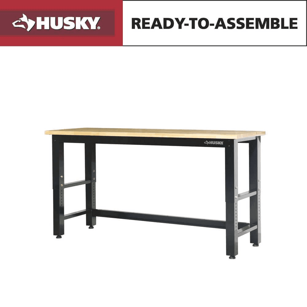 Husky 72 in. Adjustable Height Black Workbench