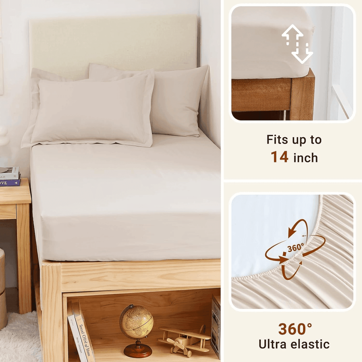 MUXHOMO Twin XL 5-Piece Comforter Set, Beige image 5