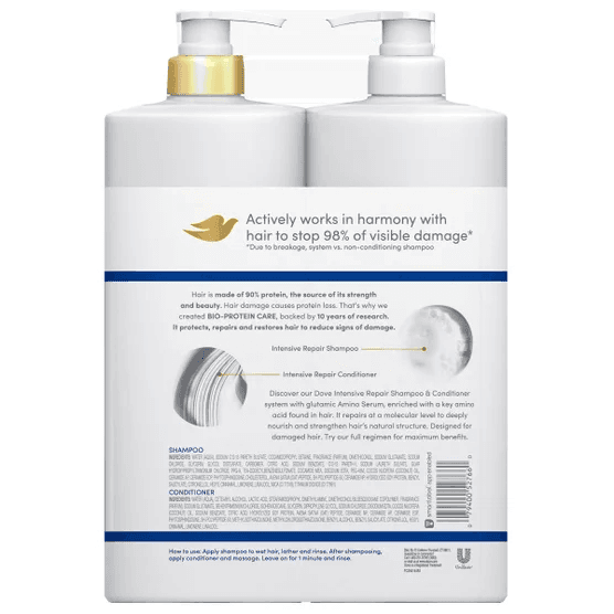 Dove Intensive Repair Damage Therapy Shampoo & Conditioner Set, 33.8 fl oz image 2