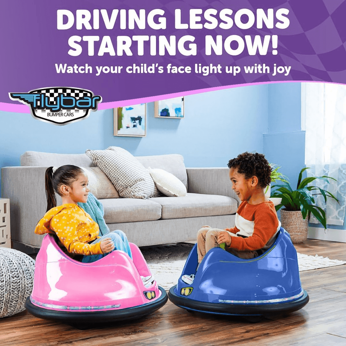 Flybar 6V Bumper Car for Toddlers - Pink image 2