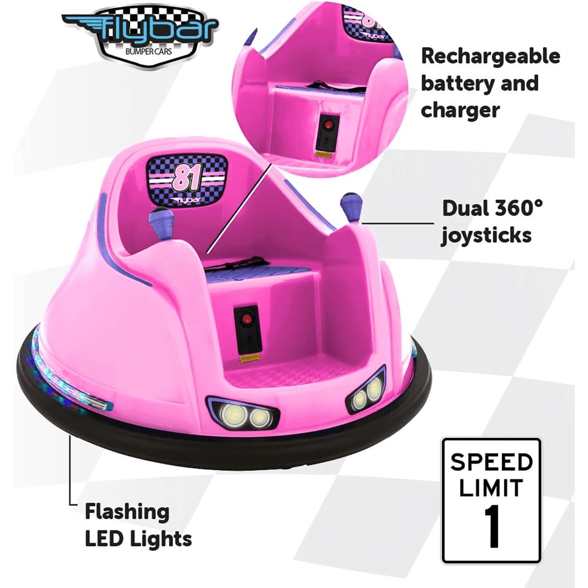 Flybar 6V Bumper Car for Toddlers - Pink image 4