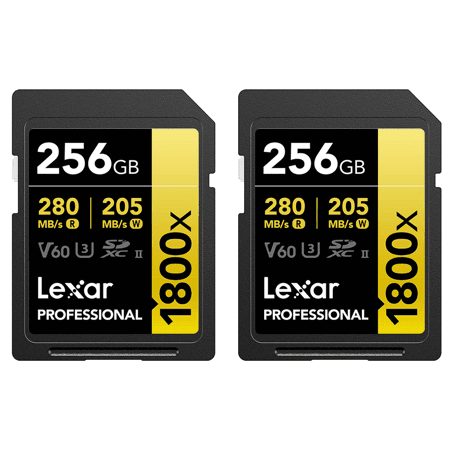 Lexar Professional 1800x 256GB UHS-II SDXC Memory Card 2-Pack
