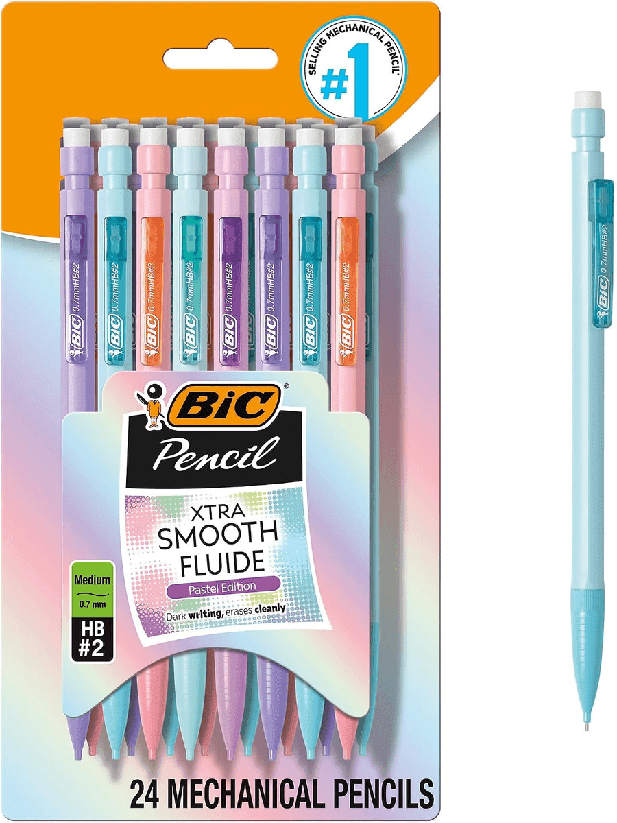 BIC Xtra-Smooth Pastel Mechanical Pencils, 0.7mm, 24-Count