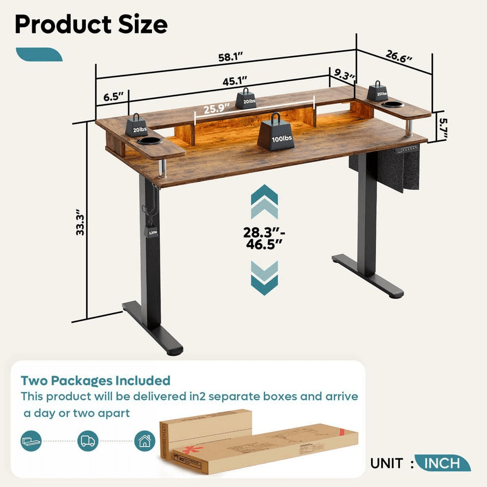Bestier 58-Inch Electric Sit-to-Stand Desk with Monitor Stand image 2