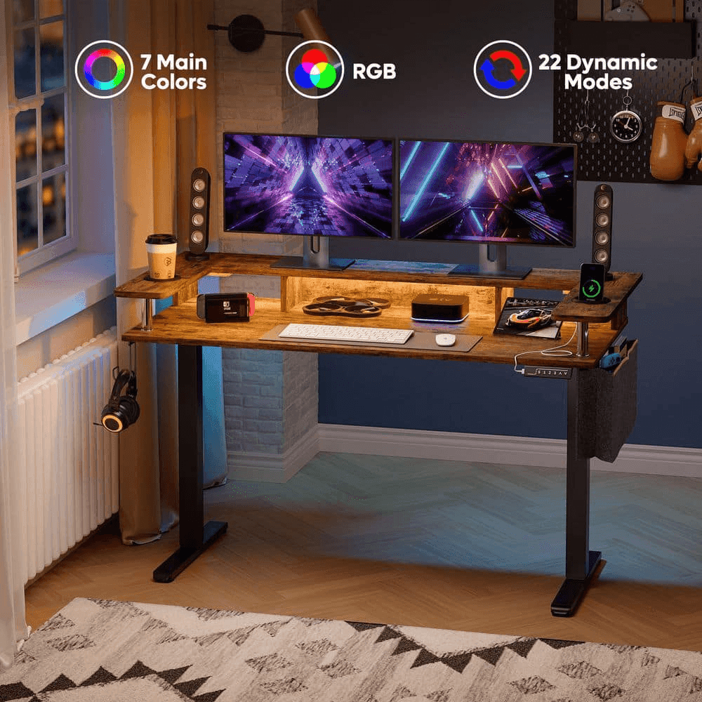 Bestier 58-Inch Electric Sit-to-Stand Desk with Monitor Stand image 3