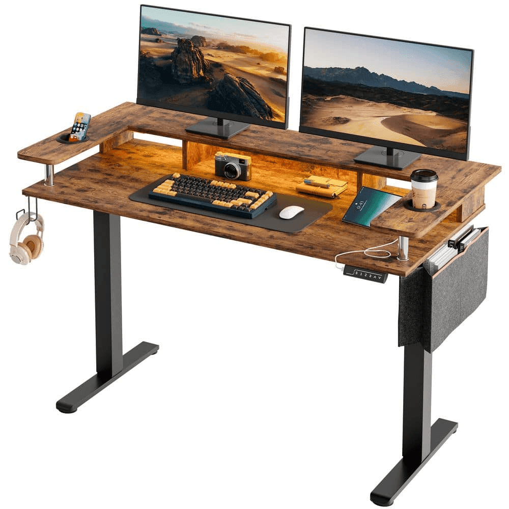 Bestier 58-Inch Electric Sit-to-Stand Desk with Monitor Stand