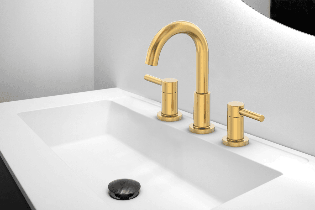 allen + roth Harlow SimpleFit Brushed Gold Widespread Bathroom Faucet image 5