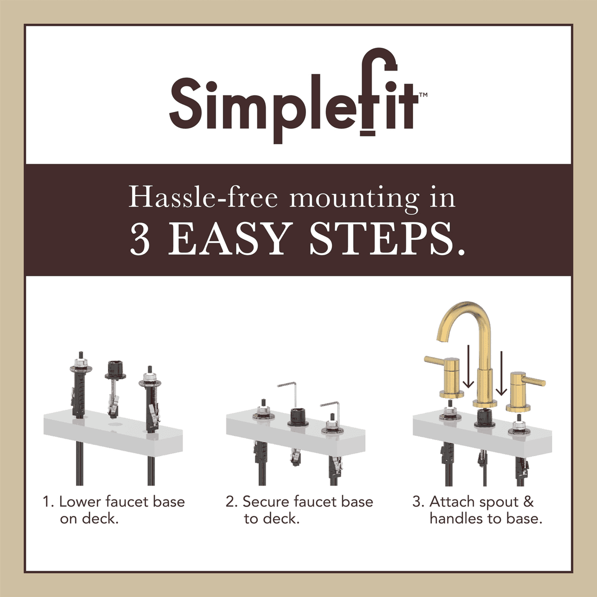 allen + roth Harlow SimpleFit Brushed Gold Widespread Bathroom Faucet image 2